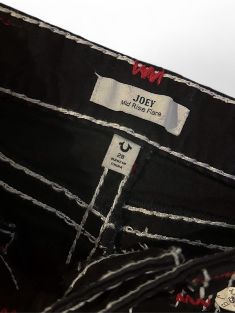 True Religion Black Flared Jeans with Contrast Stitching - Picture 2 of 5